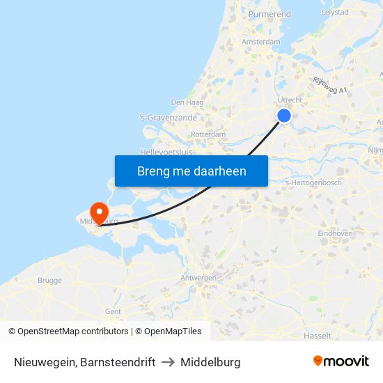 Nieuwegein, Barnsteendrift to Middelburg map