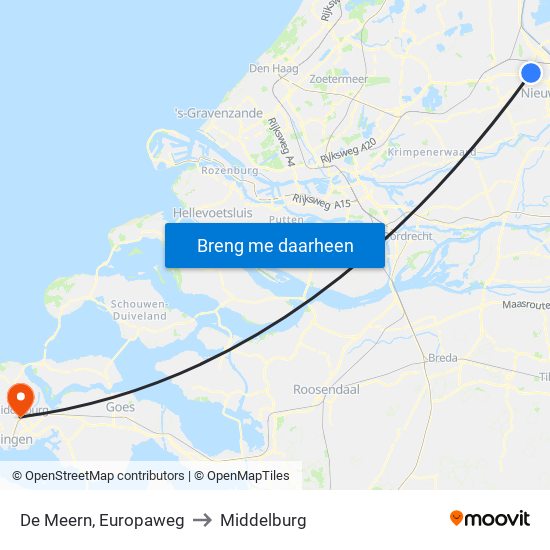 De Meern, Europaweg to Middelburg map