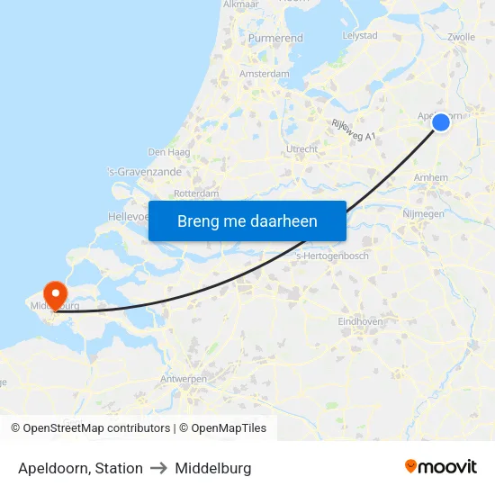 Apeldoorn, Station to Middelburg map