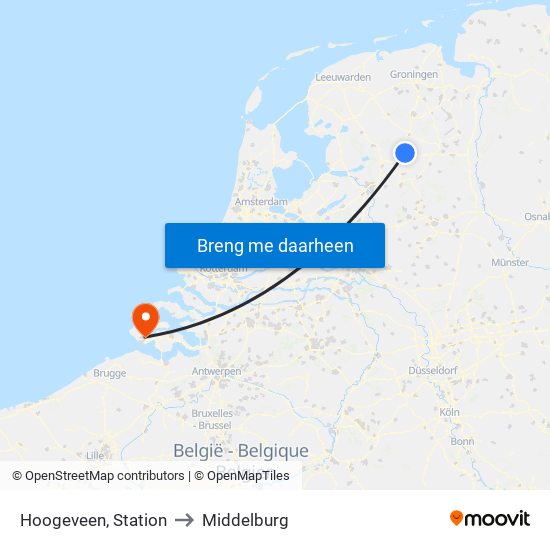 Hoogeveen, Station to Middelburg map