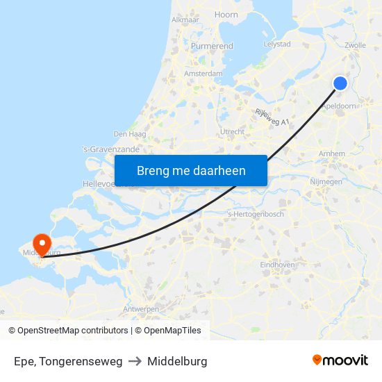 Epe, Tongerenseweg to Middelburg map