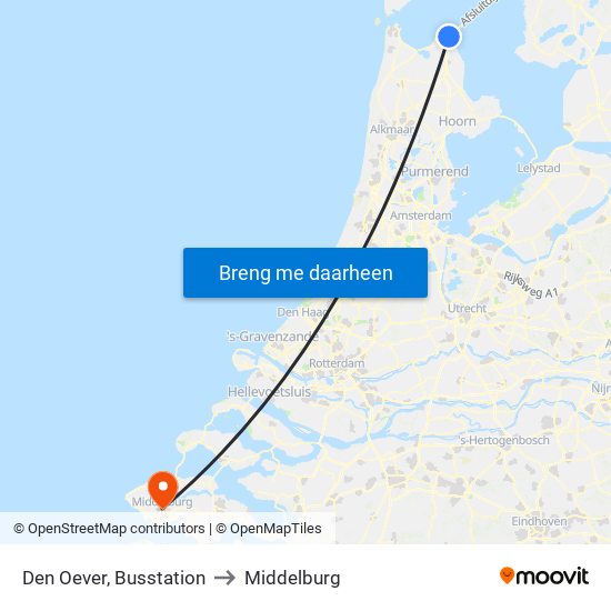 Den Oever, Busstation to Middelburg map