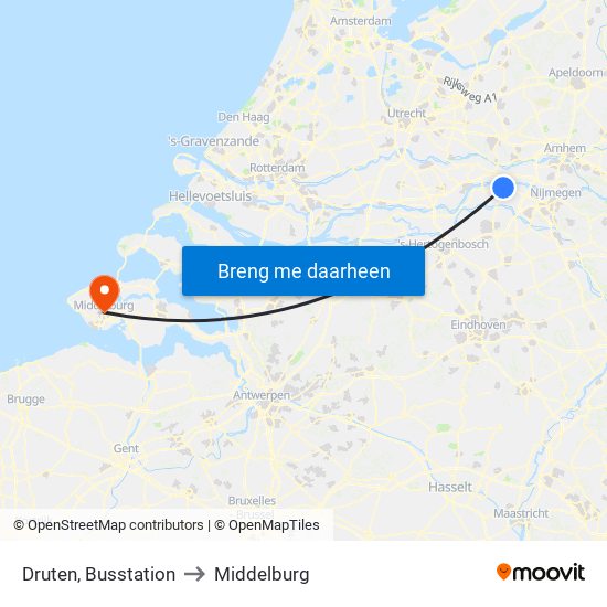 Druten, Busstation to Middelburg map