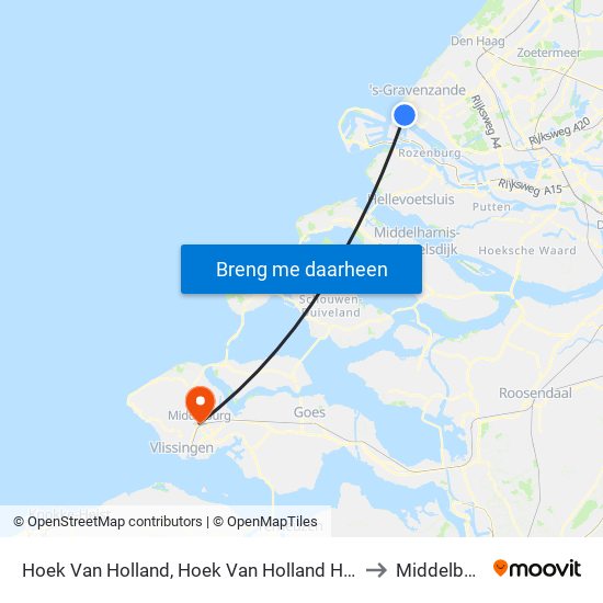 Hoek Van Holland, Hoek Van Holland Haven to Middelburg map