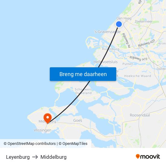 Leyenburg to Middelburg map