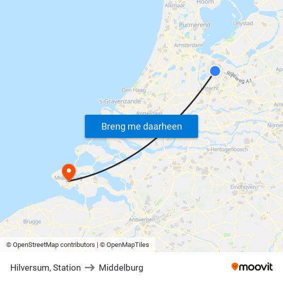 Hilversum, Station to Middelburg map