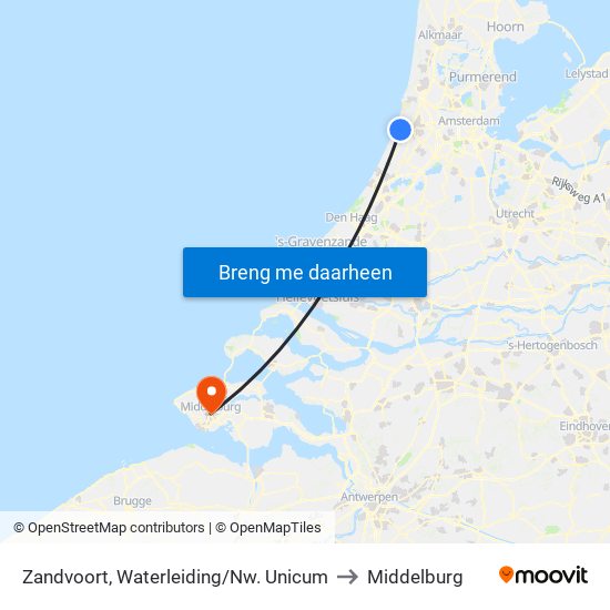 Zandvoort, Waterleiding/Nw. Unicum to Middelburg map
