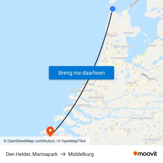 Den Helder, Marinapark to Middelburg map