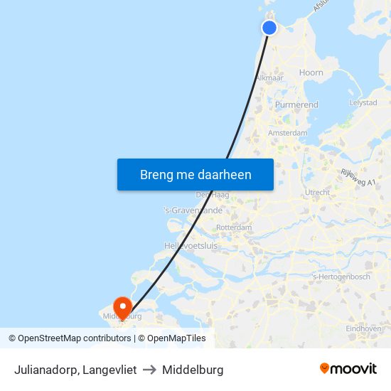Julianadorp, Langevliet to Middelburg map