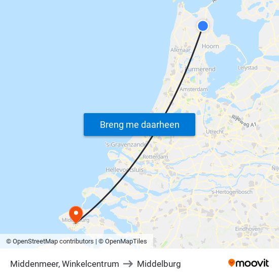 Middenmeer, Winkelcentrum to Middelburg map