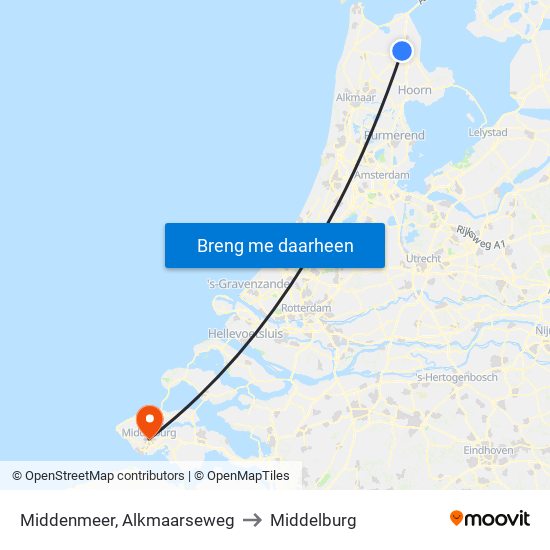 Middenmeer, Alkmaarseweg to Middelburg map