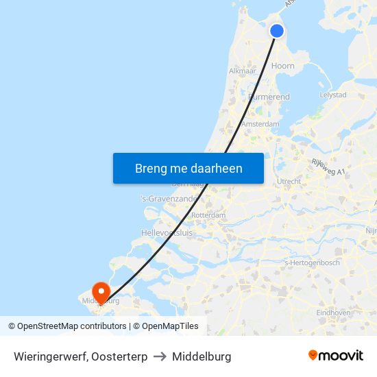 Wieringerwerf, Oosterterp to Middelburg map