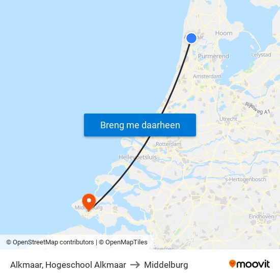 Alkmaar, Hogeschool Alkmaar to Middelburg map