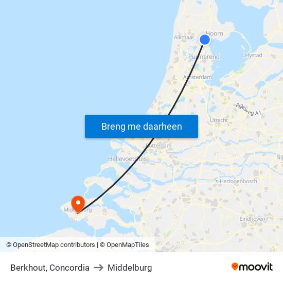 Berkhout, Concordia to Middelburg map