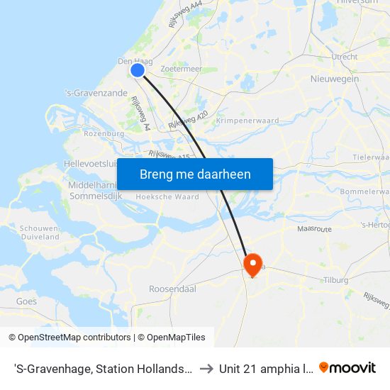 'S-Gravenhage, Station Hollands Spoor (Perron A) to Unit 21 amphia langendijk map