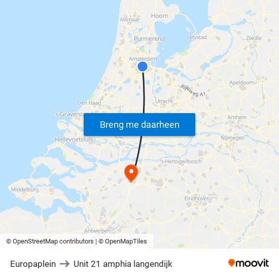 Europaplein to Unit 21 amphia langendijk map