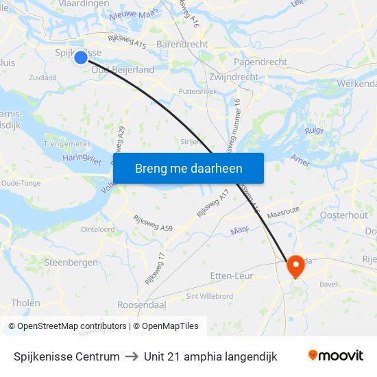 Spijkenisse Centrum to Unit 21 amphia langendijk map