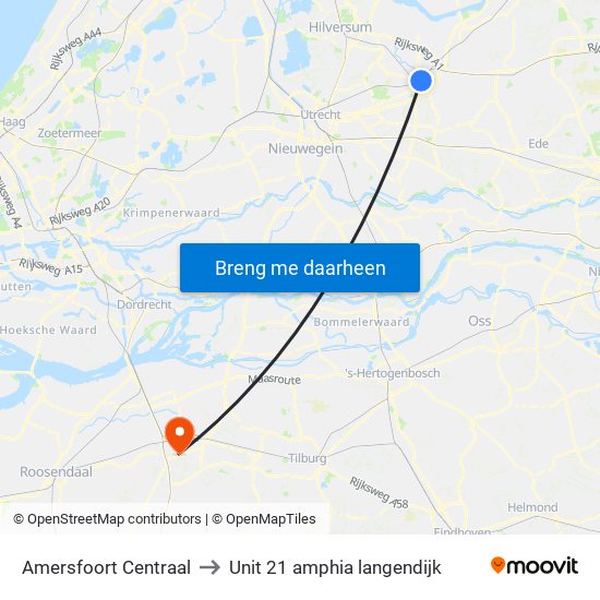 Amersfoort Centraal to Unit 21 amphia langendijk map