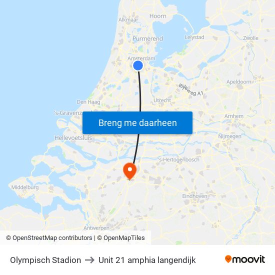 Olympisch Stadion to Unit 21 amphia langendijk map