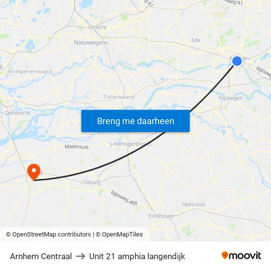 Arnhem Centraal to Unit 21 amphia langendijk map