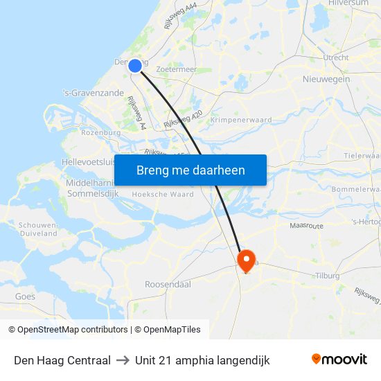 Den Haag Centraal to Unit 21 amphia langendijk map