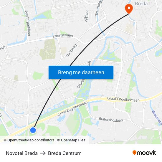 Novotel Breda to Breda Centrum map