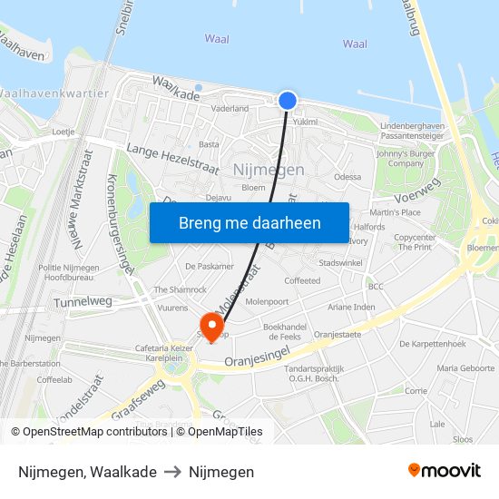 Nijmegen, Waalkade to Nijmegen map