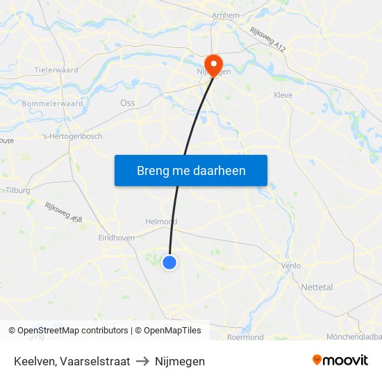 Keelven, Vaarselstraat to Nijmegen map