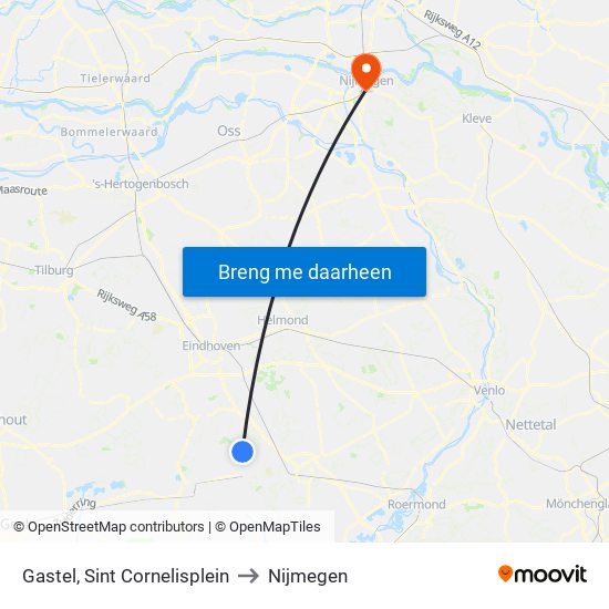 Gastel, Sint Cornelisplein to Nijmegen map