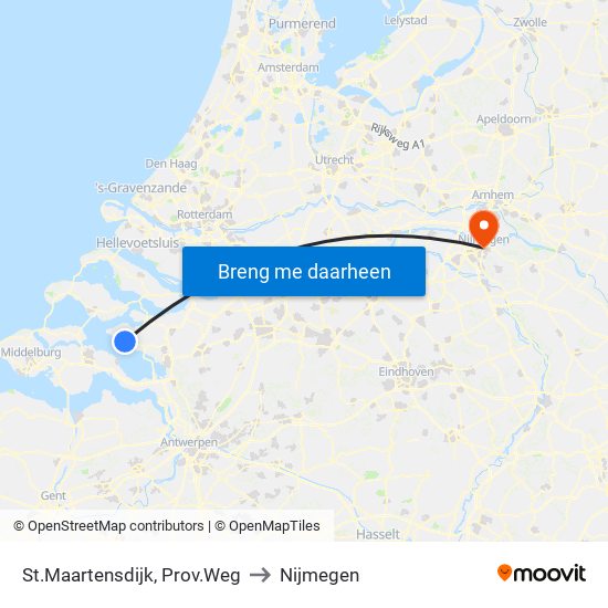 St.Maartensdijk, Prov.Weg to Nijmegen map