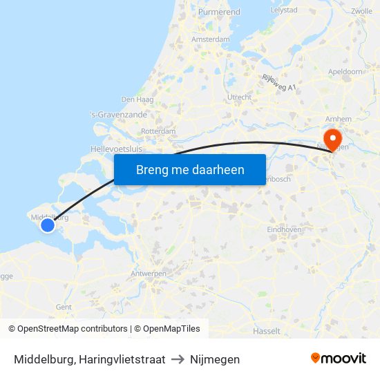 Middelburg, Haringvlietstraat to Nijmegen map