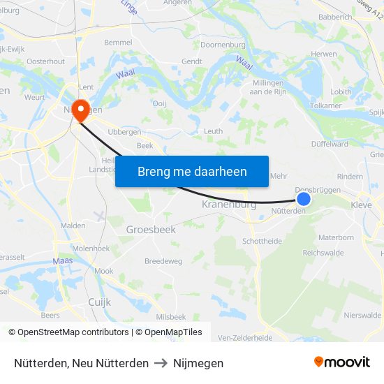 Nütterden, Neu Nütterden to Nijmegen map