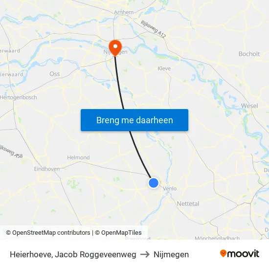 Heierhoeve, Jacob Roggeveenweg to Nijmegen map