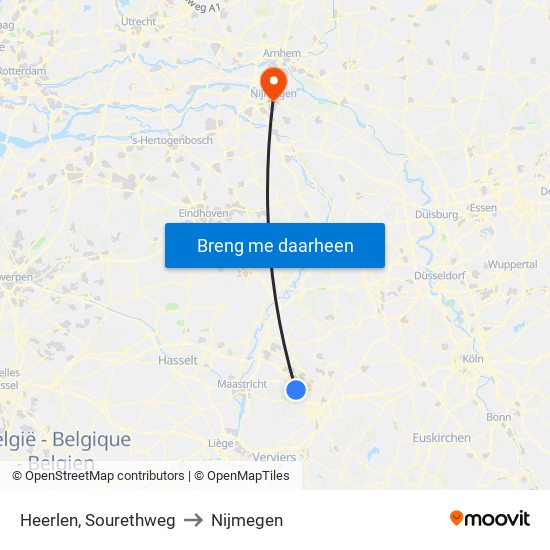 Heerlen, Sourethweg to Nijmegen map