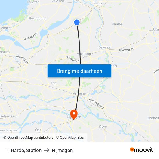 'T Harde, Station to Nijmegen map