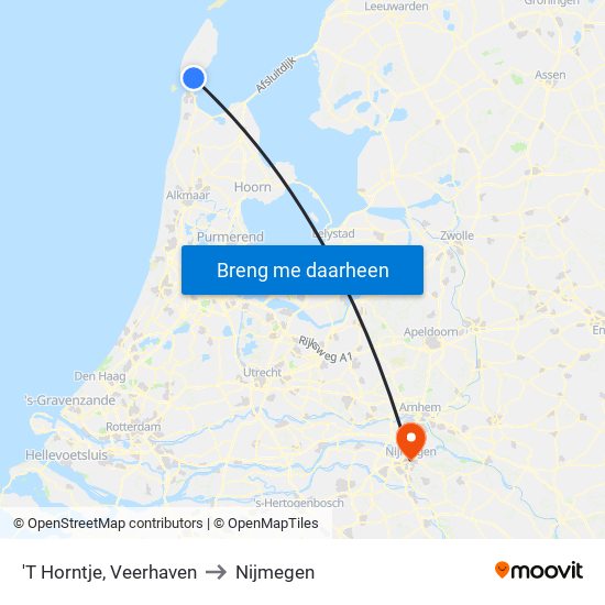 'T Horntje, Veerhaven to Nijmegen map