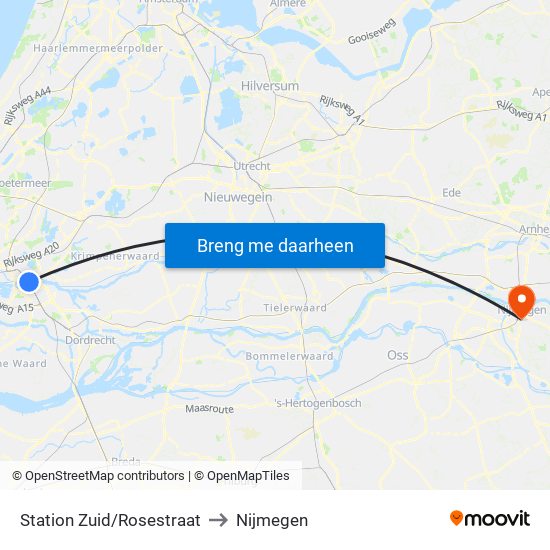 Station Zuid/Rosestraat to Nijmegen map