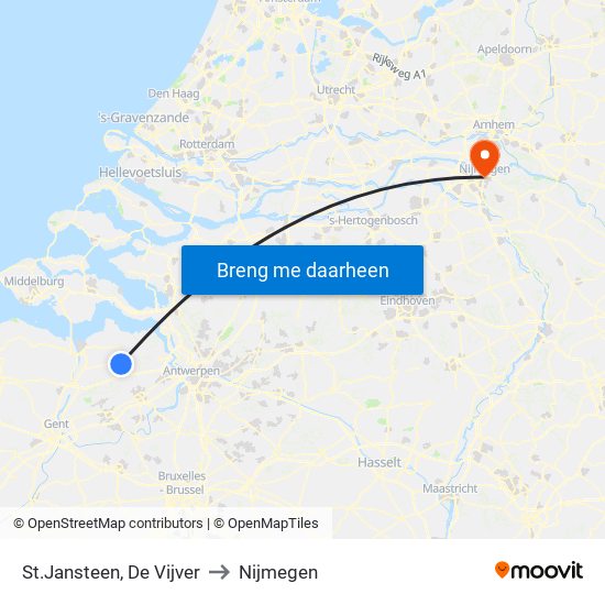 St.Jansteen, De Vijver to Nijmegen map