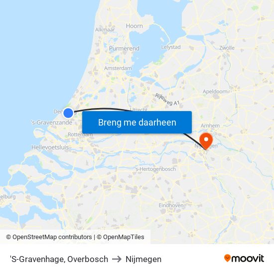 'S-Gravenhage, Overbosch to Nijmegen map
