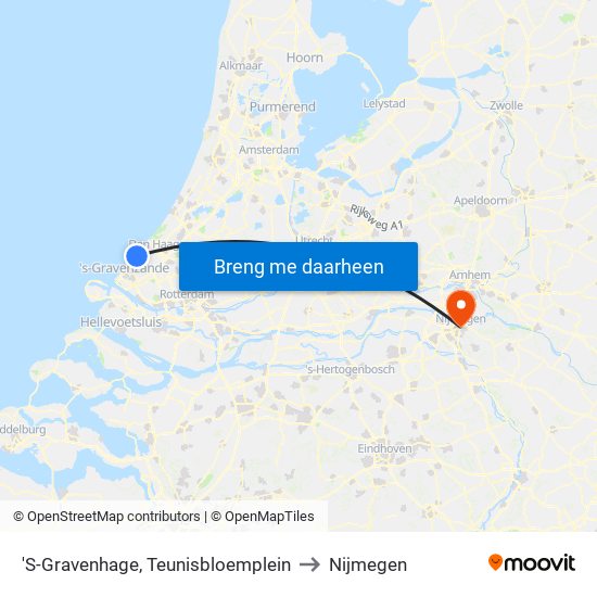 'S-Gravenhage, Teunisbloemplein to Nijmegen map