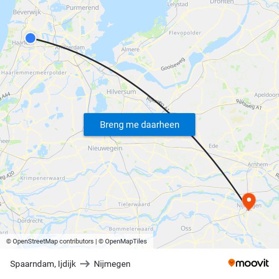 Spaarndam, Ijdijk to Nijmegen map