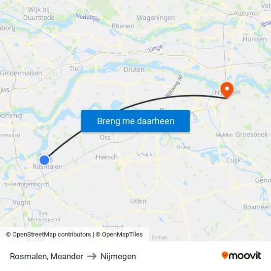Rosmalen, Meander to Nijmegen map