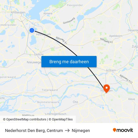 Nederhorst Den Berg, Centrum to Nijmegen map