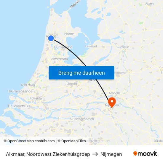 Alkmaar, Noordwest Ziekenhuisgroep to Nijmegen map