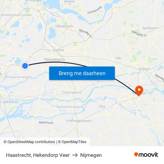 Haastrecht, Hekendorp Veer to Nijmegen map