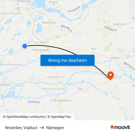 Woerden, Viaduct to Nijmegen map