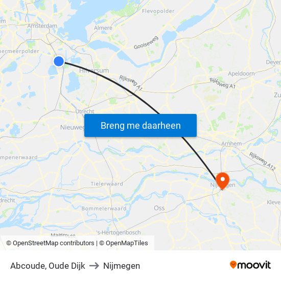 Abcoude, Oude Dijk to Nijmegen map