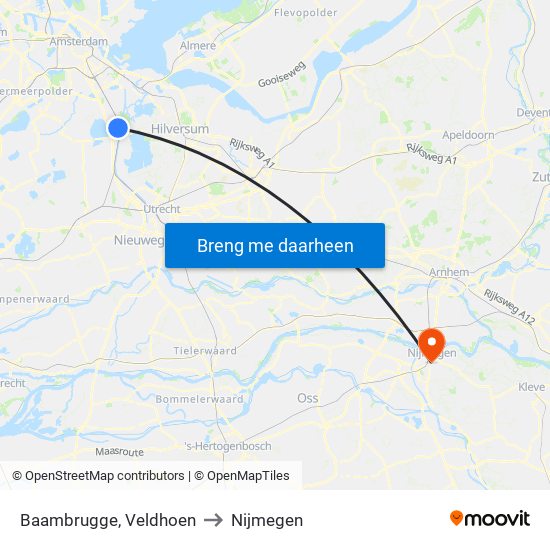 Baambrugge, Veldhoen to Nijmegen map