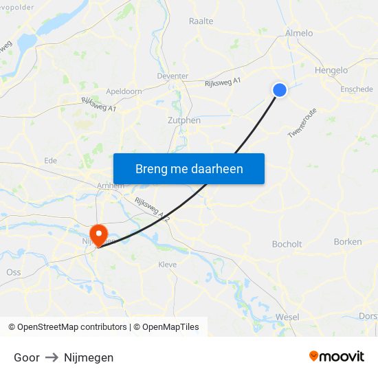 Goor to Nijmegen map