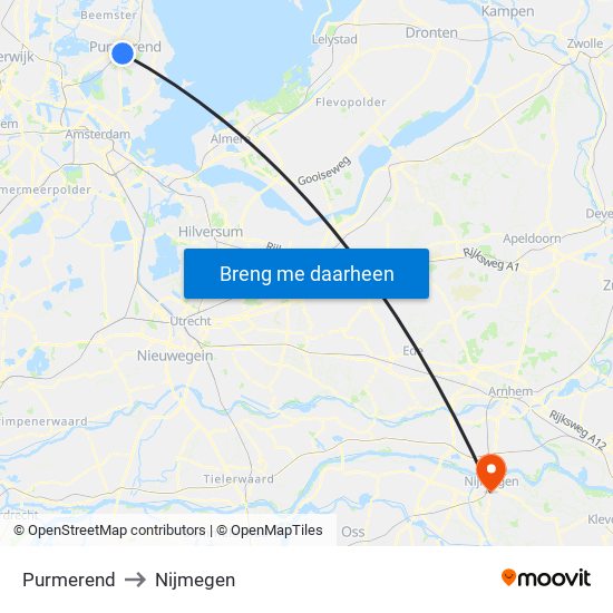 Purmerend to Nijmegen map